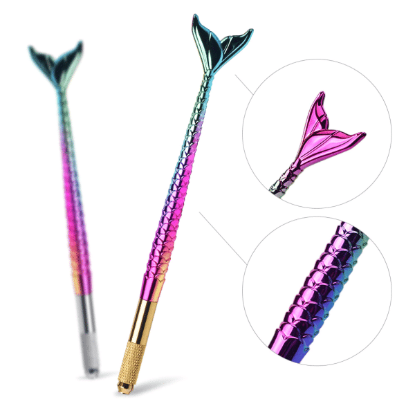 Rainbow Mermaid Gold Head Microblading Manual Pen